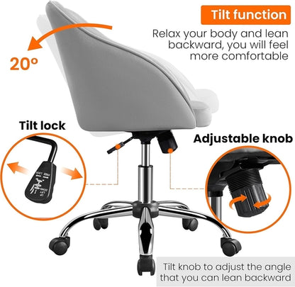 Velvet Desk Chair, Makeup Vanity Chair with Adjustable Tilt Angle,