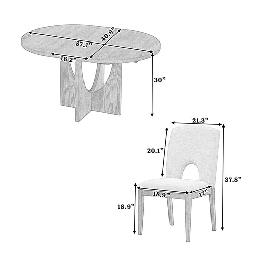 Modern 5-Piece Extendable Round Dining Table Set with 16.2inch