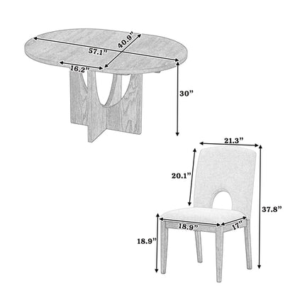 Modern 5-Piece Extendable Round Dining Table Set with 16.2inch