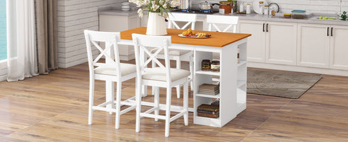 60'Lx30'W Solid Wood Farmhouse Counter Height Dining Table Set with