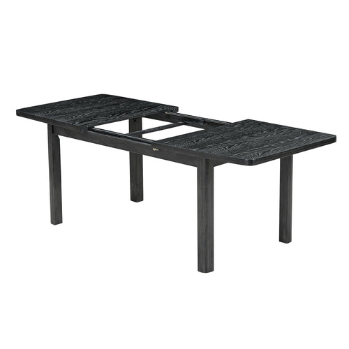 Rustic Extendable Dining Table Set with Removable Leaf, 6 Upholstered