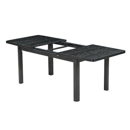 Rustic Extendable Dining Table Set with Removable Leaf, 6 Upholstered