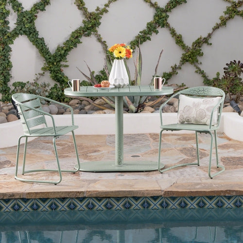 Santa Monica 3-Piece Outdoor Bistro Set – Modern Iron Patio Dining Set
