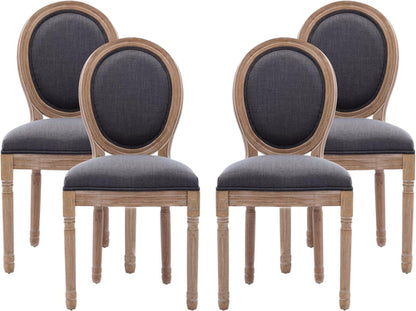 French Country Dining Chairs Set of 4 Oak Wood Round Back
