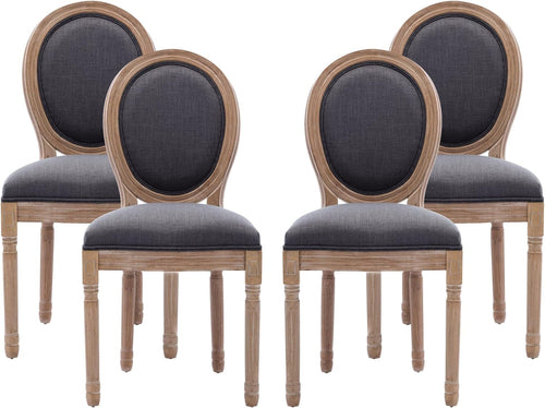 French Country Dining Chairs Set of 4 Oak Wood Round Back