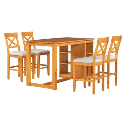 60'Lx30'W Solid Wood Farmhouse Counter Height Dining Table Set with