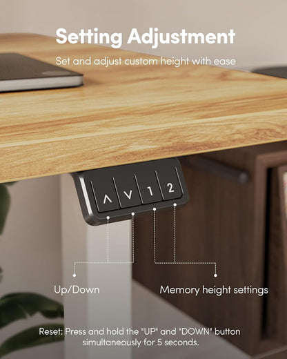 Electric Standing Desk 55x24 Height Adjustable Light Brown