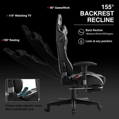 Gaming Chair With Bluetooth Speakers And Footrest Blue