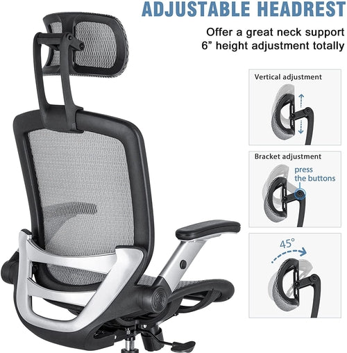 Ergonomic Adjustable High Back Mesh Office Chair Grey