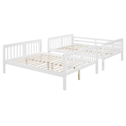 Full over Full Bunk Bed with Ladder for Bedroom, Guest Room Furniture