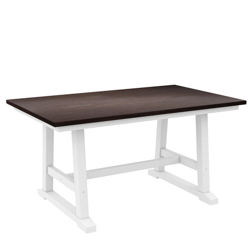 6-Piece Wood Dining Table Set with Long Bench and 4 Dining Chairs,