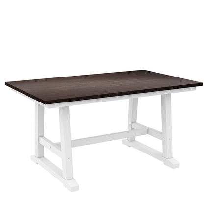 6-Piece Wood Dining Table Set with Long Bench and 4 Dining Chairs,