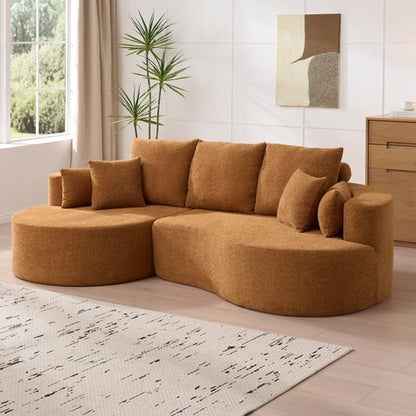 106" Curved Boucle Cloud Sectional Sofa with Chaise Lounge – 2-Piece