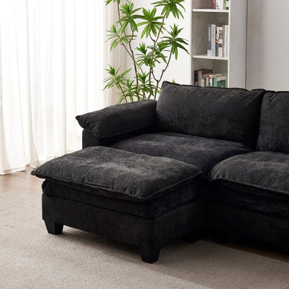 Living Room Furniture Sofa Luxury Couch with Ottoman Soft Chenille