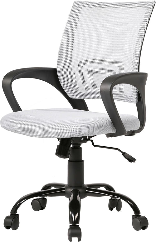 Ergonomic White Office Chair With Lumbar Support For Home