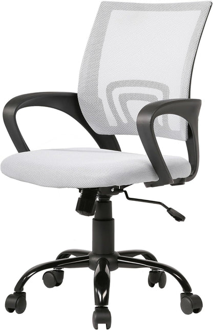 Ergonomic White Office Chair With Lumbar Support For Home