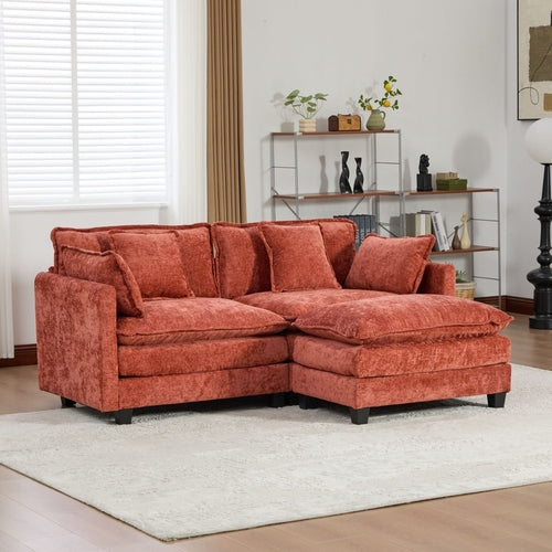 Cloud Sofa Modern Sectional Couch, Double Layer Upholstered Chenille