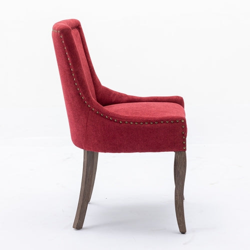Ultra Side Dining Chair, Thickened Fabric with Solid Wood Legs and