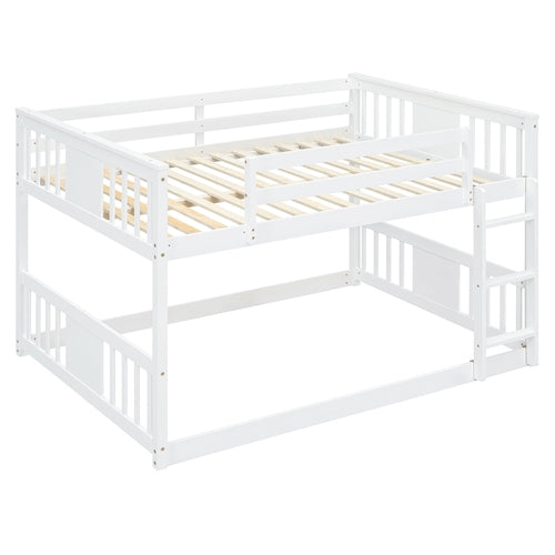 Full Over Full Bunk Bed with Ladder, White