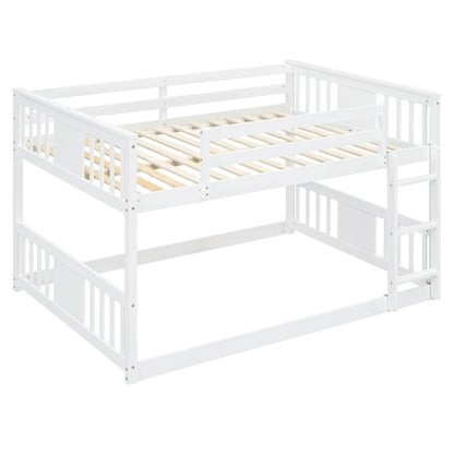Full Over Full Bunk Bed with Ladder, White