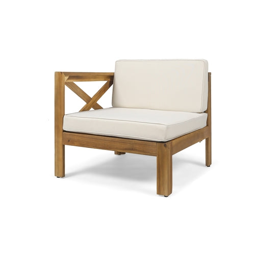 ALCOVE L-Shape Sofa Set Beige Acacia Wood with Water-Resistant