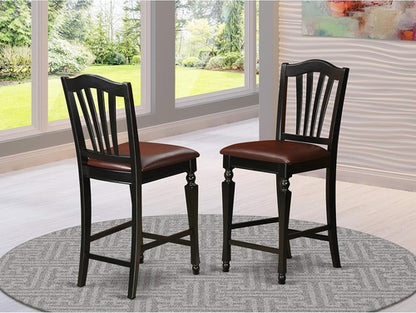 Chelsea Counter Dining Chairs Set Of 2 Black Faux Leather