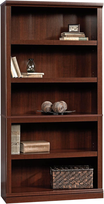 Five Shelf Bookcase In Select Cherry Finish With Adjustable Shelves