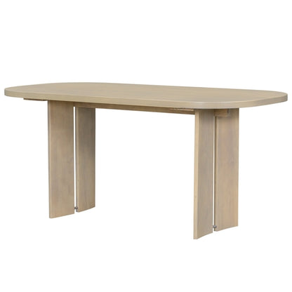 Solid Wood Dining Table Set with Bench - 6-Piece Upholstered