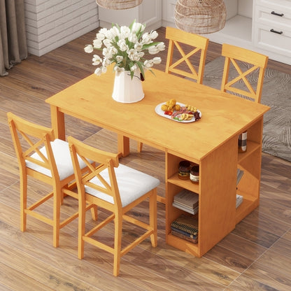 60'Lx30'W Solid Wood Farmhouse Counter Height Dining Table Set with