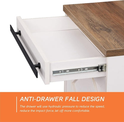 98.4 Inch Wide TV Stand Antique White For Living Room