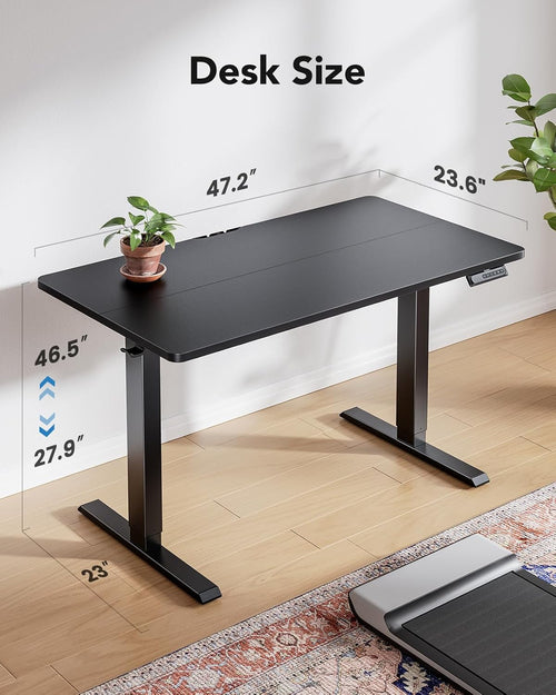 48 Inch Black Electric Standing Desk With Adjustable Height And Memory