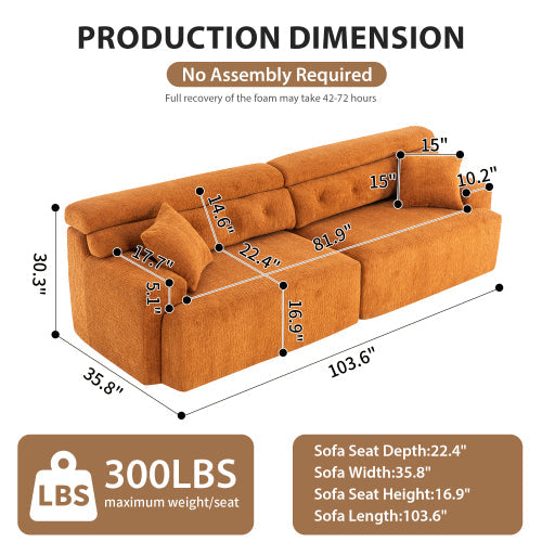 LY-029 ORANGE COMPRESSION SOFA 4-seater Combined Sofa, Wood Grain