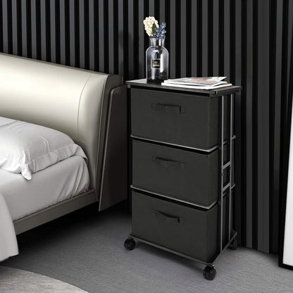 Black 3 Drawer Dresser For Bedroom And Hallway Organization