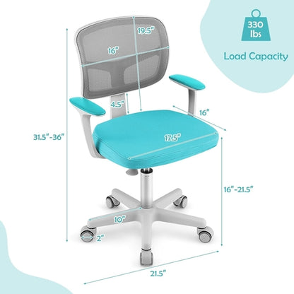 Ergonomic Kids Desk Chair With Lumbar Support Cyan