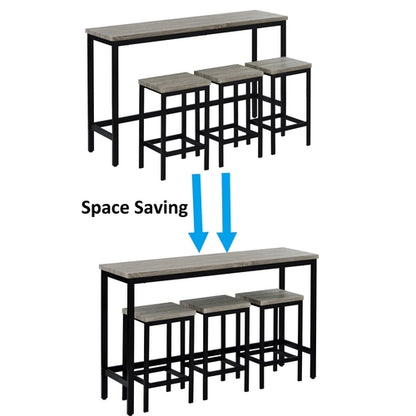 Counter Height Extra Long Dining Table Set with 3 Stools Pub Kitchen