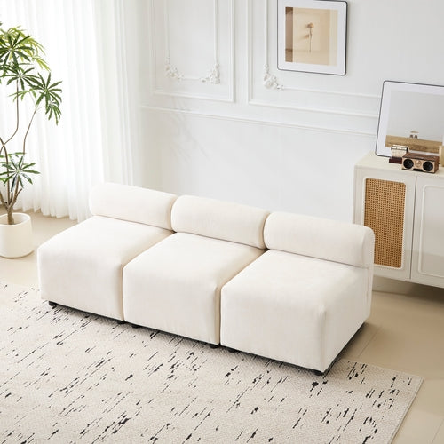 Modular Chenille Sectional Sofa – Modern Curved Upholstered Couch for