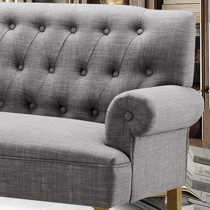 Dove Gray Loveseat Sofa With Button Tufting Sinuous Springs