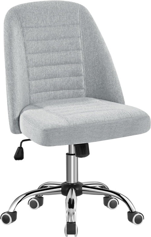Linen Office Desk Chair With Rolling Wheels For Home Office