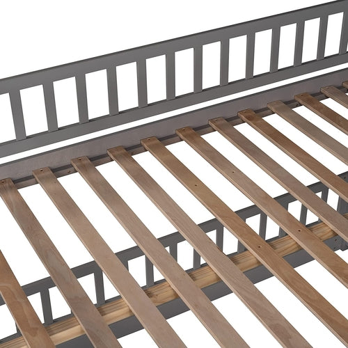 Gray Bunk Bed With Slide And Ladder For Kids Bedroom
