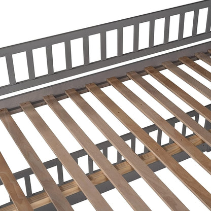 Gray Bunk Bed With Slide And Ladder For Kids Bedroom