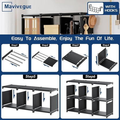 18 Cube Black Durable Bookcase With Storage Organizer