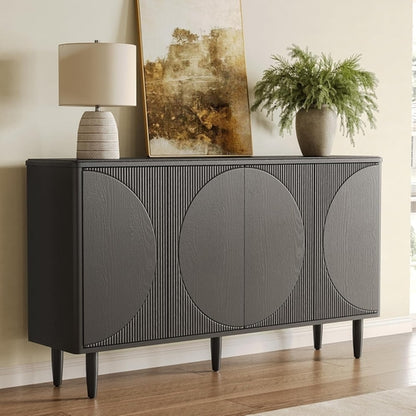 Modern 59-Inch Walnut Sideboard Buffet Table With Storage
