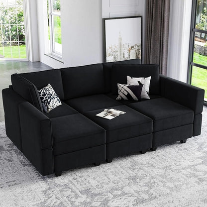 Modular Velvet Sectional Sofa With Chaise For Living Room