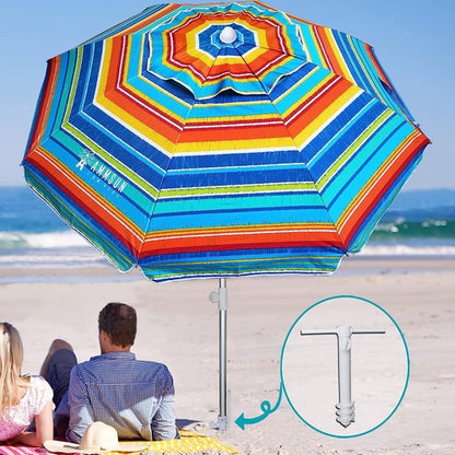 6.5Ft Durable Beach Umbrella With Sand Anchor UV Protected