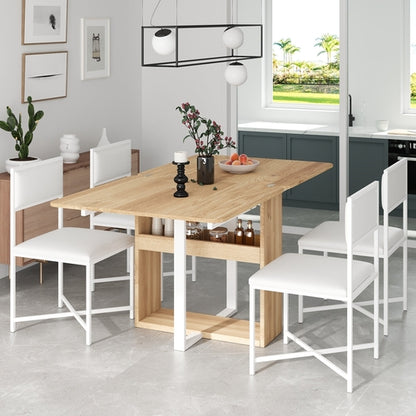 Modern Compact 63inch 5-Piece Extendable Dining Table Set, Foldable