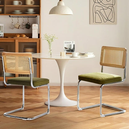 Rattan Dining Chairs Set of 2,Upholstered Mid-Century Modern Dining
