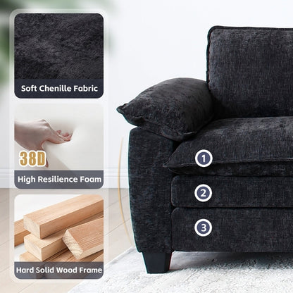 Living Room Furniture Sofa Luxury Couch with Ottoman Soft Chenille