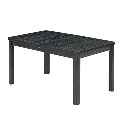Rustic Extendable Dining Table Set with Removable Leaf, 6 Upholstered