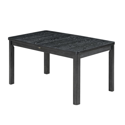 Rustic Extendable Dining Table Set with Removable Leaf, 6 Upholstered