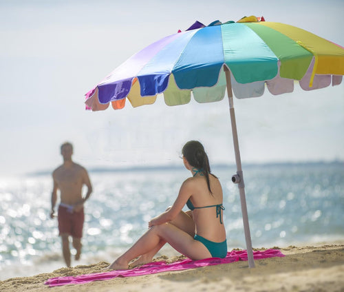 7.5Ft Heavy Duty Beach Umbrella UV 50 Protection Tilt